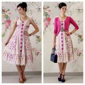 Moulinette Soeurs Versailles Lace Fit & Flare Dress  0P